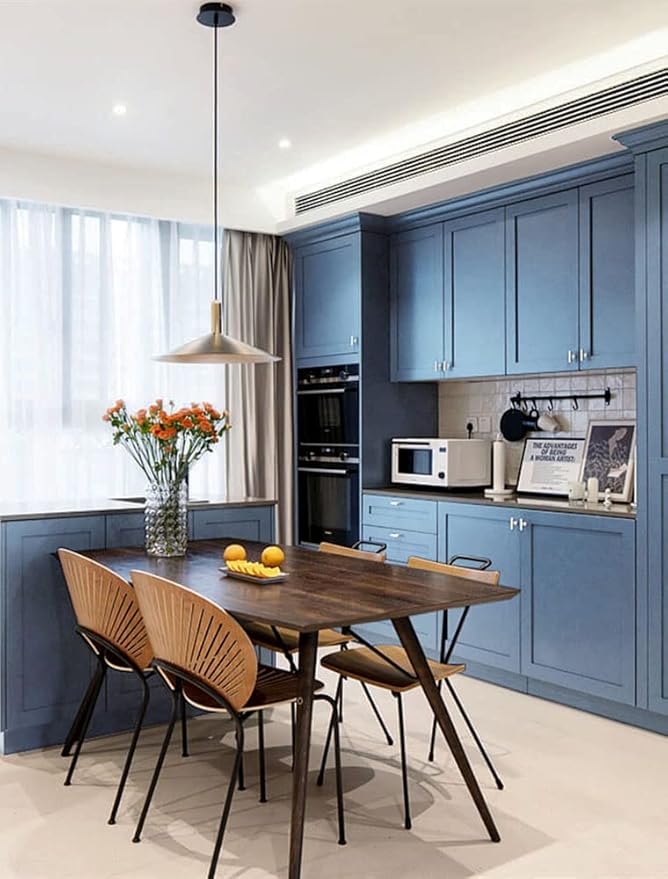 Dimoon 787''x17.7'' Blue Peel and Stick Wallpaper Contact Paper Modern Self Adhesive Wall Paper Removable Renter Friendly Textured Solid Color Shelf Cabinet Vinyl Roll (787''x17.7'',Blue Grey)