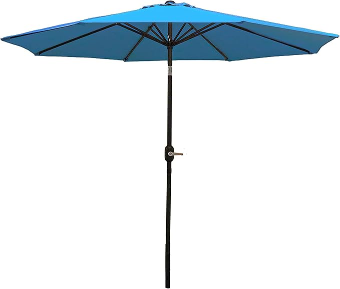 Sunnydaze Outdoor Patio Umbrella - Polyester Table Market Umbrella with Push-Button Tilt and Crank - 8 Sturdy Ribs - Turquoise - 9ft