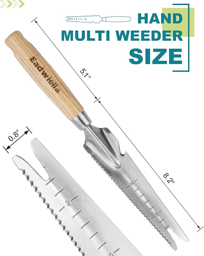 Hand Weeder Trowel Garden Weed Puller Weed Pulling Tool Hand Weeder Cutter Tool for Gardening Weeding Digging Cutting Transplanting Measuring Planting Removing Multi Use Garden Weed Picker Hand Tool