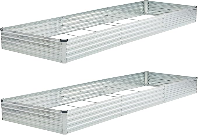 12x4x1ft(2 Pack) Galvanized Raised Garden Bed,Outdoor Planter Box Metal Patio Kit Planting Bed for Vegetables Flowers and Succulents,Silver