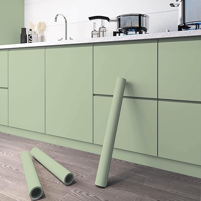 Dimoon 590''x17.3'' Green Skin Peel and Stick Wallpaper Contact Paper Modern Self Adhesive Wall Paper Removable Renter Friendly Textured Solid Color Vinyl Roll (590''x17.3'',Light Green Skin)