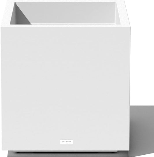 Veradek Block Series Cube Plastic Planter - Large Square Planter for Indoor or Outdoor Patio/Garden | Durable All-Weather Use with Drainage Holes | Modern Décor for Tall Plants, Trees, Flowers