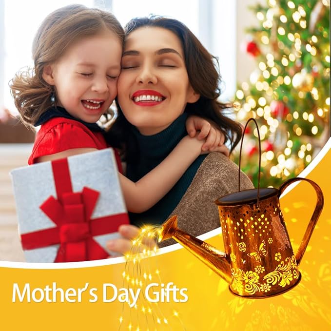 Solar Watering Can Lights, Unique Owl Gardening Gifts for Mom Women Grandma Birthday, Waterproof Large Hanging Solar Lantern for Outdoor Garden Patio Yard Pathway