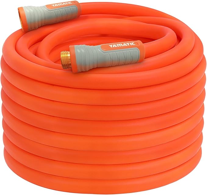 YAMATIC Heavy Duty Garden Hose 5/8 in x 75 ft with Swivel Fitting, Super Flexible Water Hose, All-weather, Lightweight, Burst 600 PSI
