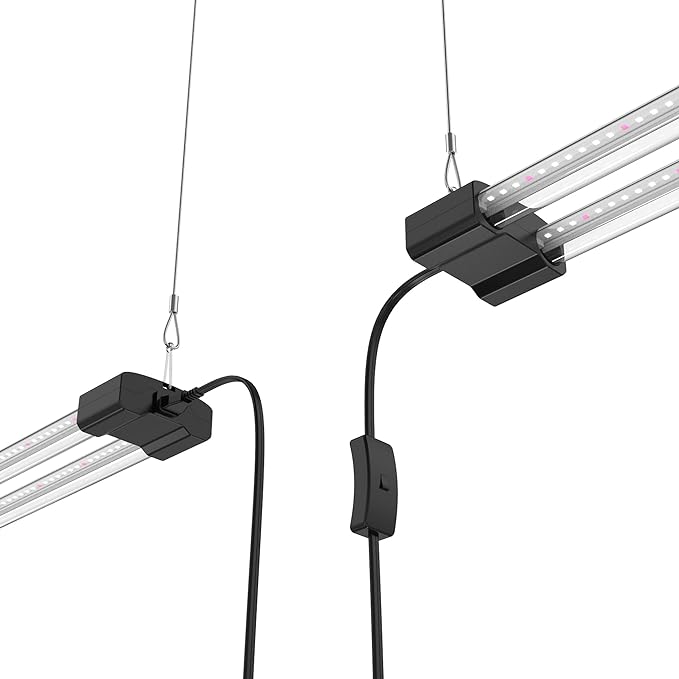 DYMOND BoostGro LED Grow Light Full Spectrum 5000K Daylight + 660nm Red Linkable Indoor Plant Lighting Fixture (3 FT, Black)