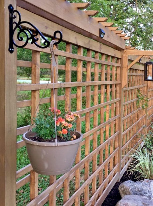 11-Inch Outdoor Decorative Metal Wall Hook for Hanging Lantern Plant Bird Feeder, Black