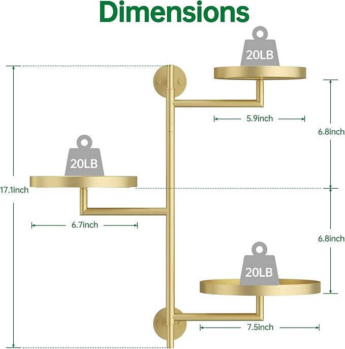 Rotating Window Plant Shelves, 3-Tier Metal Plant Shelf Indoor, Gold Plant Stand, Plant Rack for Wall Planters for Plants Window Sill Gifts for Plant Lovers