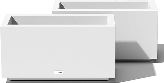 Veradek Block Series Long Box Planter - Large Rectangular Planter for Indoor or Outdoor Patio/Porch | Durable All-Weather Use with Drainage Holes | Modern Décor for Tall Plants, Flowers or Shrubs