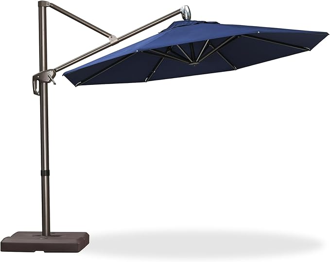 PURPLE LEAF 10FT Cantilever Patio Umbrella with 360-degree Rotation Aluminum Round Outdoor Offset Handing Umbrella for Patio Pool, Spectrum Indigo