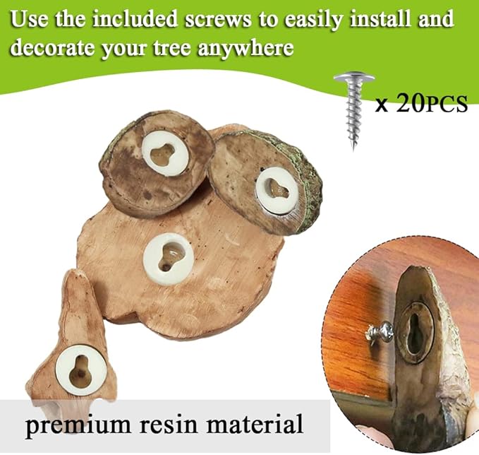 4 Pack Tree Faces Decor Outdoor with 20 Screws, Tree Face Outdoor Statues Old Man Tree Hugger Bark Ghost Yard Art Garden Decoration, Tree Decorations Outdoor for Halloween Easter