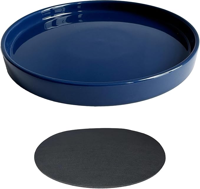 Ceramic Plant Saucer Pot Tray 10 Inch, Planter Saucers 4 5 6 7 8 9 10 11 12 13 Inch for Indoors Outdoor, Durable Sturdy Flower Drainage drip Water Tray for Glazed Pots Base (10.7 Inch-Blue)