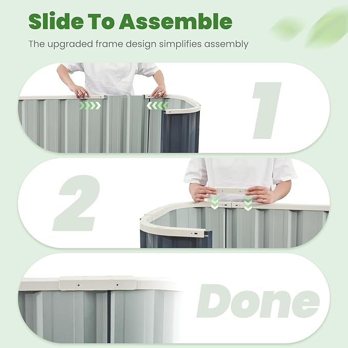 KING BIRD Raised Garden Bed Quick-Install Galvanized Planter Garden Box Outdoor for Gardening, Vegetables, Flowers 7.2x1.7x1 Ft, Dark Grey