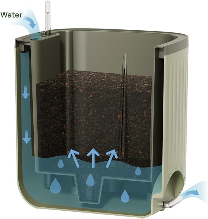 Vego garden Tomato Planter Box with Trellis Self-Watering Rolling Raised Garden Bed for Climbing Vegetables Plants Cage - Sage Green