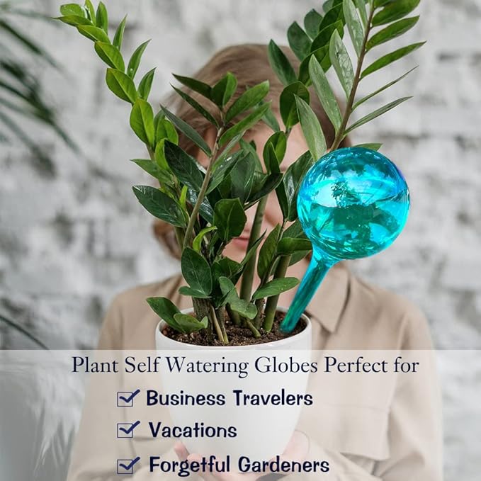 Plant Watering Stakes, Large 12pcs Flower Automatic Watering Bulbs, Plastic Plant Flower Self Watering Globes, Garden Self Watering Planter Insert for Daily Watering