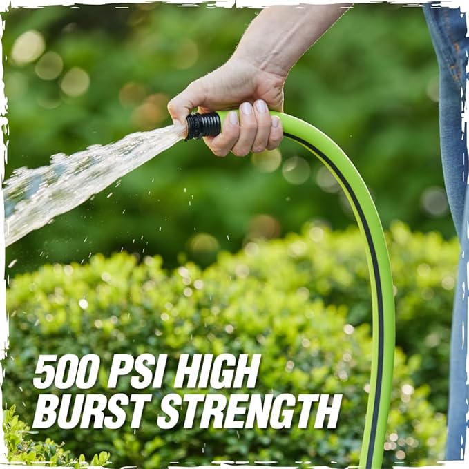 Rugged Rhino Heavy Duty Flexible Light Weight Garden Hose, 75ft x 5/8in, 4 Layer Leakproof Outdoor Gardening Tools, Watering Supplies, Powerful Water Pressure for Lawn, Flowers, Green Black