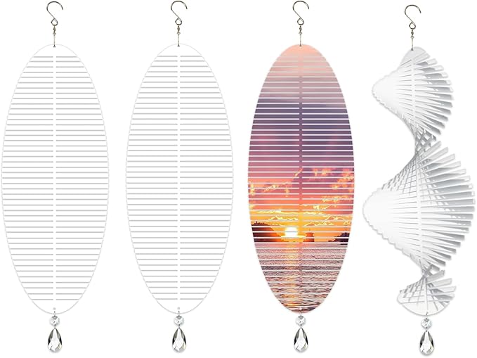 4Pack 11inch Sublimation Wind Spinner Blanks 3D Aluminum Metal Wind Sculpture Kinetic Spinners for Yard and Garden Indoor Art Ornaments Hanging Decoration (Helix)