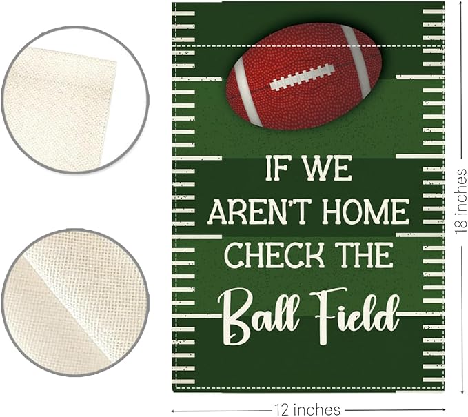 Funny Garden Flag Baseball Sports Mom Gifts for Baseball Lovers If We Aren'T Home Check The Ball Field Small Double Sided Burlap art Stained Glass Style Garden Flags 12 x 18 Inch for Outside