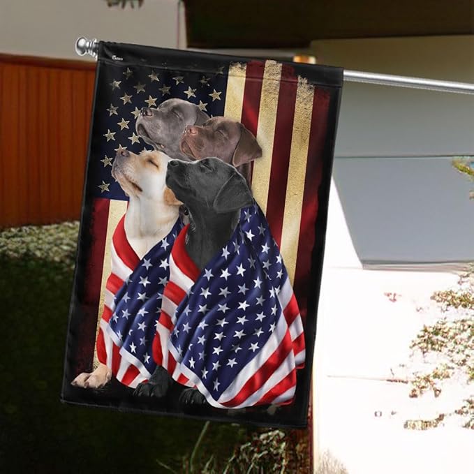 FLAGWIX Patriot American Dog Flags - Four Labrador Retriever Dogs Double Sided Flag - 4th of July Decorations for Home, Outside, House Flag 30x40 Heavy Duty Canvas, Decorative Indoor Outdoor Flag