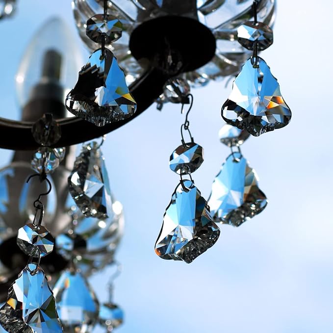 12pcs Crystal Prism Suncatchers, Hanging Crystals Chandelier Replacement for Windows, Christmas Trees Shape Rainbow Maker Home Decoration