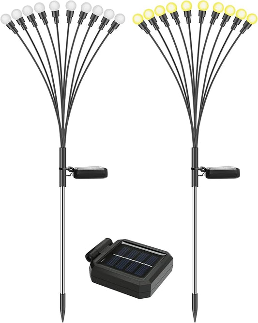 Solar Lights Outdoor (4 Pack-40 LEDs)，Waterproof Garden Fairy Swaying Firefly Lights ，Gifts for Outdoor Decorations，Suitable for Patio, terraces, lawns and Paths