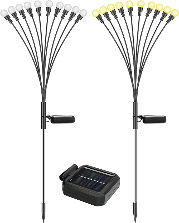 Solar Lights Outdoor (6 Pack-60 LEDs)，Waterproof Garden Fairy Swaying Firefly Lights ，Gifts for Outdoor Decorations，Suitable for Patio, terraces, lawns and Paths