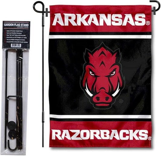 College Flags & Banners Co. Arkansas Razorbacks Garden Flag with Stand Holder