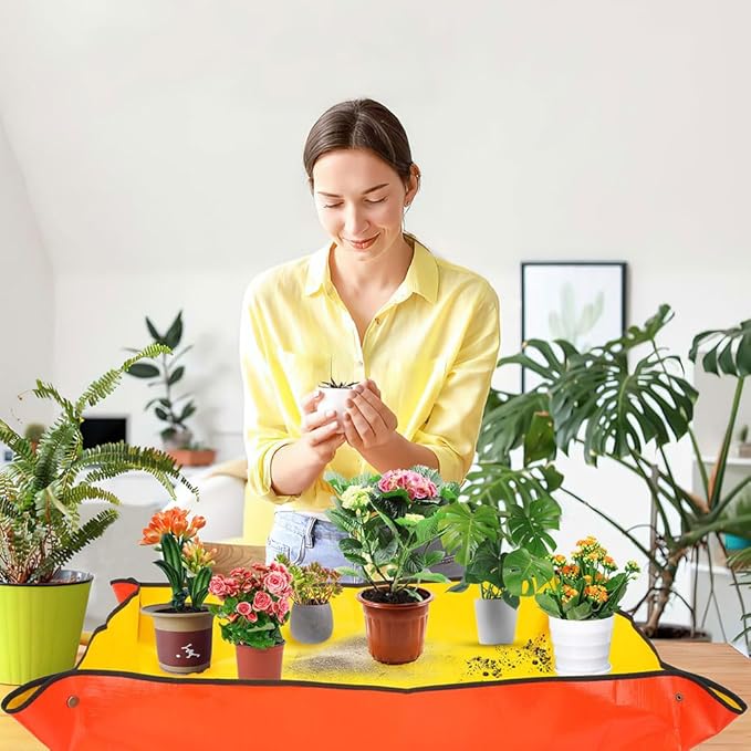 Repotting Mat for Indoor Plants,Potting Mat,Garden Supplies,Garden Tool Set,Gardening Gifts,Indoor Gardening System,Gardening Gifts,Indoor Plant Tools,Plant Mats for Repotting(Organge 26*26 in)