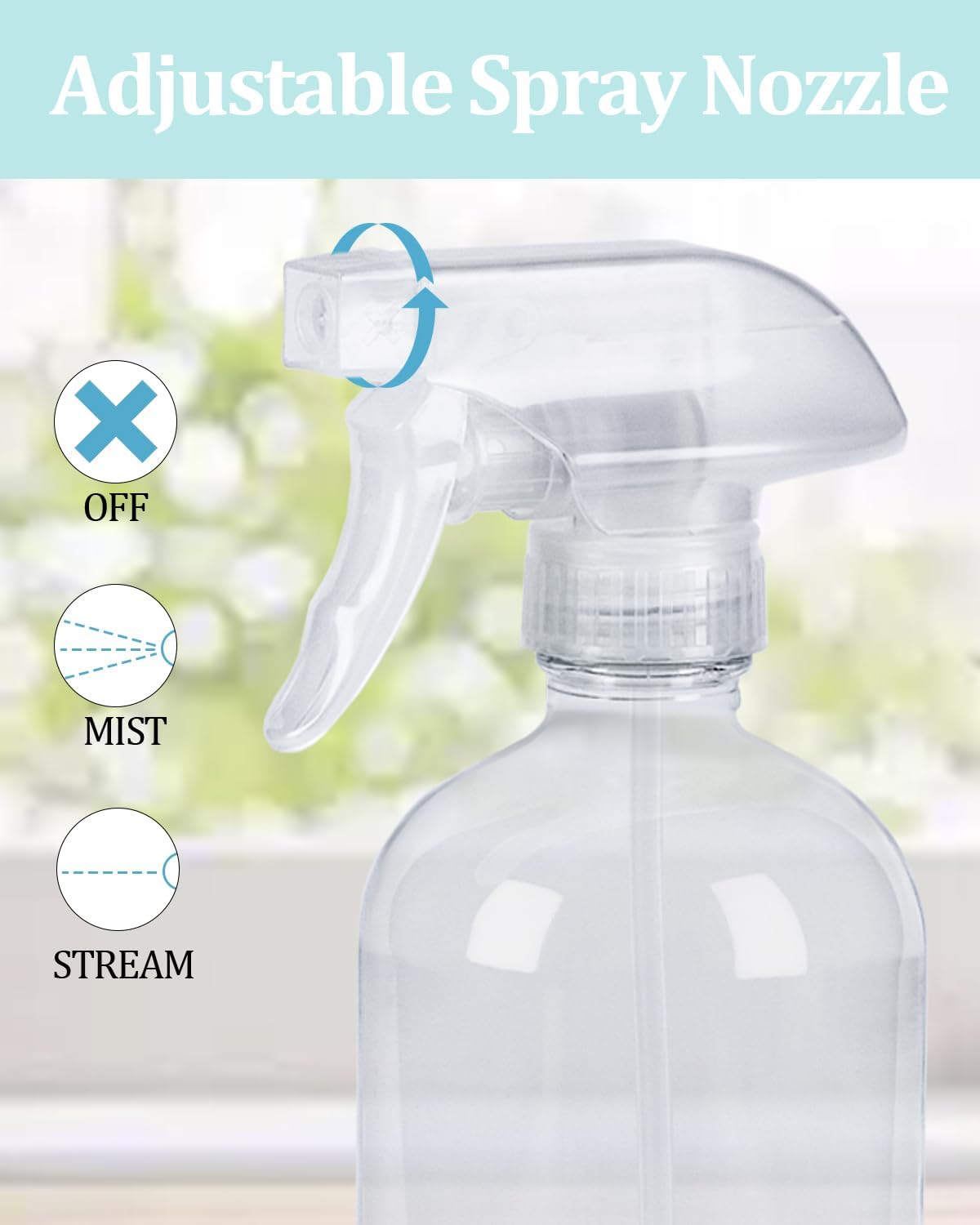 2 Pack 360° Glass Spray Bottles with Silicone Sleeve, 16 oz Empty Refillable Containers with Adjustable Spray Nozzles, Spray Bottles for Hair, Cleaning Solutions and Plants Black&White