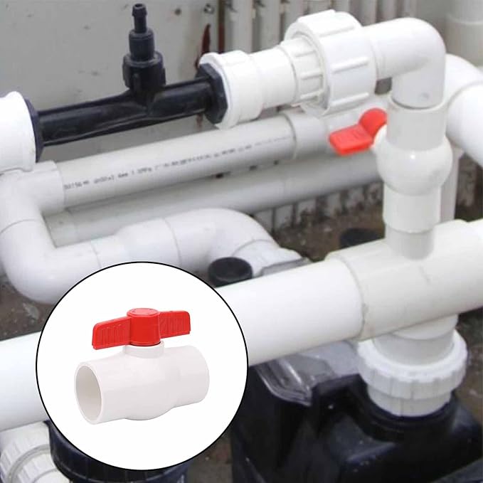 2" PVC Ball Valve Water Pipe Shut-off Valve Socket with Red T-Handle for Cold Water Supply lines, Irrigation Pipe fitting System(Socket x Socket), Schedule 40