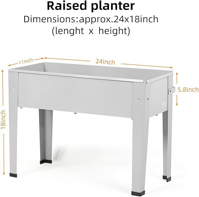 Metal Raised Garden Bed,Raised Planter Box with Legs,Herbs and Vegetables Planter Suitable for Outdoor Patio Deck and Porch (Mini Gray)