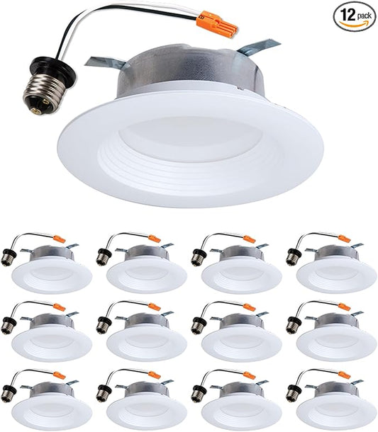HALO LTE 4 Inch Indoor/Outdoor Recessed LED Trim Can Light, 3000K - Contractor Value Pack (12-Pack) - LTE46930-12PK