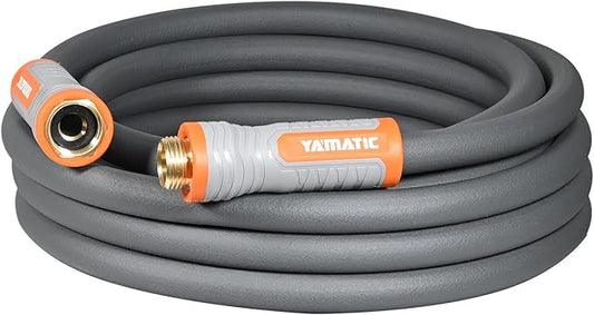 YAMATIC Short Garden Hose 5/8 in x 20 ft with Swivel Handle, Super Flexible Leader Hose, All-weather, Lightweight, Burst 600 PSI, Grey