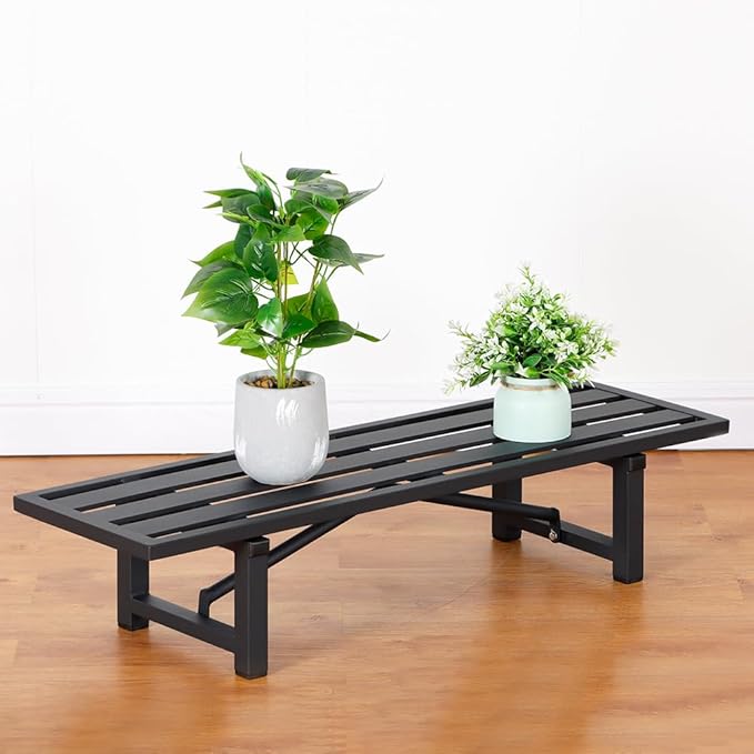 Plant Stand - Indoor/Outdoor Extra-Sturdy Aluminum Plant Stand with 300 LBS Capacity, L37.8 x W11.4 x H7.9 inch – Ideal for Patios, Gardens, Living Room Decoration