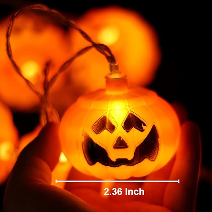 Large Halloween Solar String Lights Outdoor, Pumpkin Lights String with 8 Modes Indoor Outdoor Halloween Decorations Decor with 21.32ft 30 Pumpkin Lights for Halloween Party Yard Patio Bedroom
