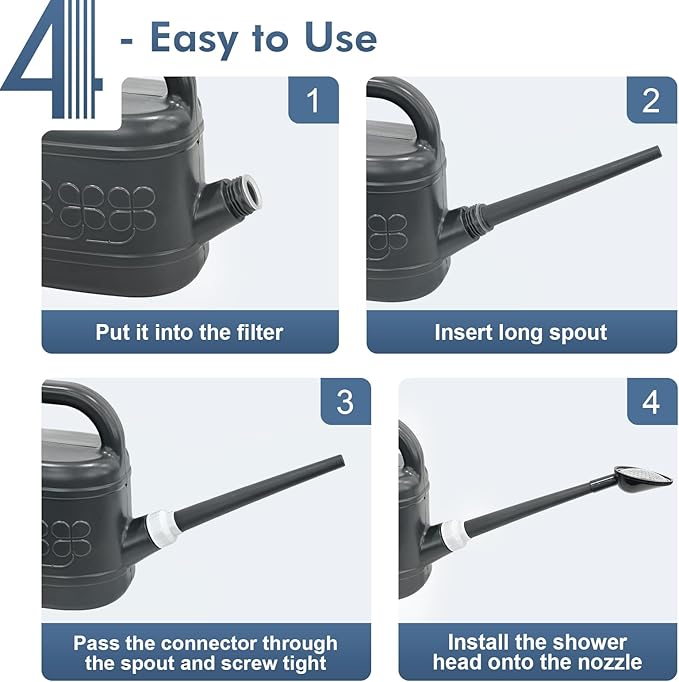 2 Gallon Watering Can for Outdoor Plants, Plant Watering Can with Removable Long Spout and Stainless Steel Sprinkler Head, Large Water Can for Garden Flowers Vegetables