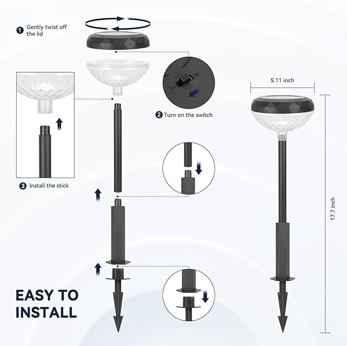 Outdoor Pathway Lights Solar Powered: 6 Pack RGB Landscape Path Lights Led Yard Light - Color Changing Lights Garden Decor for Outside Backyard Sidewalk Patio Walkway Decorations