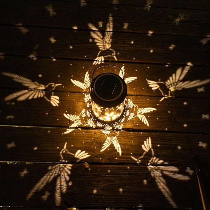 Solar Lanterns Outdoor Waterproof Hanging Hummingbird Solar Lights Outdoor Decorations Gifts for Women Mom Grandma LED Lanterns Garden Decor Outside for Yard, Patio, Backyard