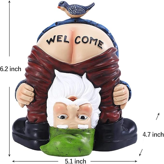 Garden Gnomes Outdoor Funny Welcome Gnomes Outdoor Statue Garden Gnome Figurine for Lawn Patio Yard Decoration Christmas Garden Gifts