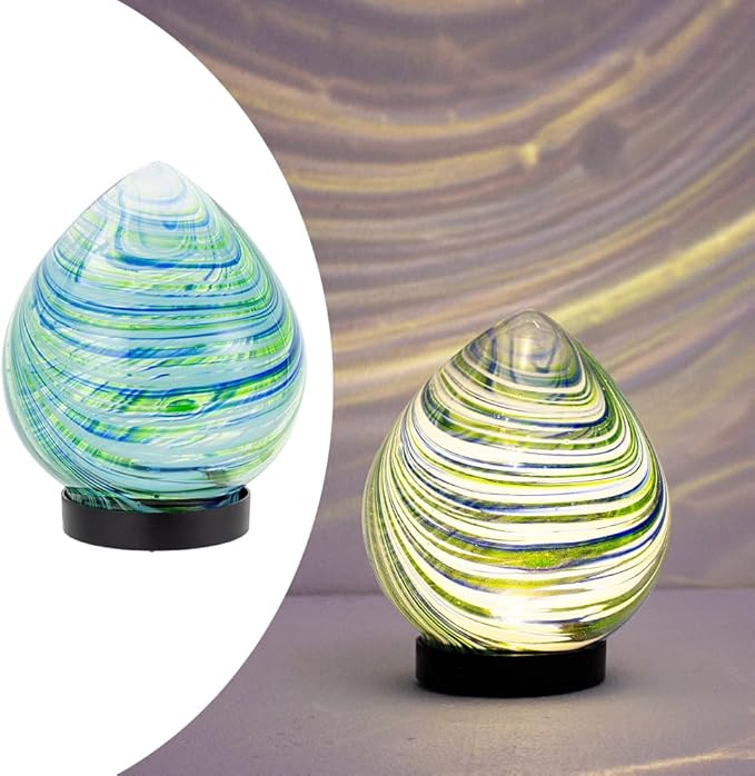 Table Solar Lanterns Outdoor Waterproof LED 6.7" Glass Desktop Decorative Lanterns Solar Globe Lights for Patio Balcony Pathway Porch Gardening Gifts for Women(Green)