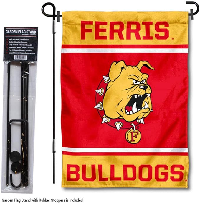 College Flags & Banners Co. Ferris State Bulldogs Garden Flag with Stand Holder
