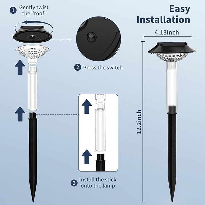 Solar Pathway Lights Outdoor 8 Pack, [6 Light Modes Cool White/Warm/ 3 Fixed Color/RGB Changing] LED Solar Lights Outdoor Waterproof IP65, Solar Garden Lights for Walkway Yard Backyard Lawn Landscape