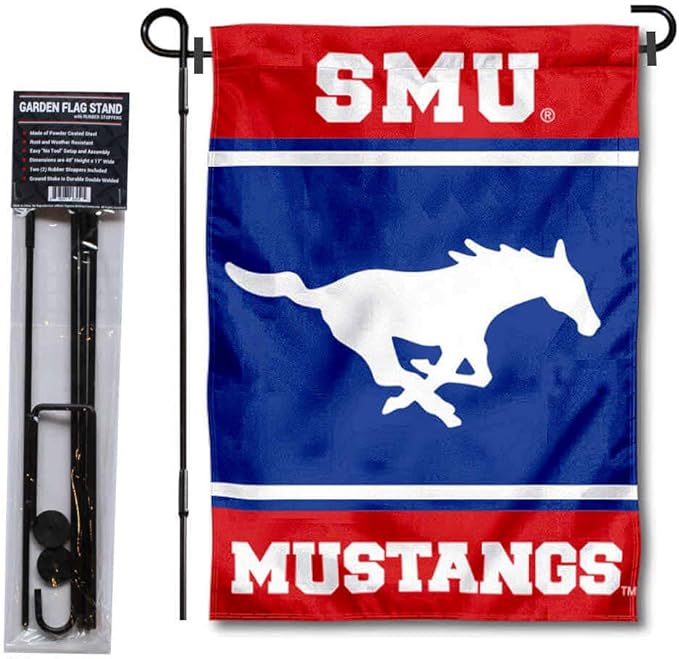 College Flags & Banners Co. Southern Methodist Mustangs Garden Flag with Stand Holder