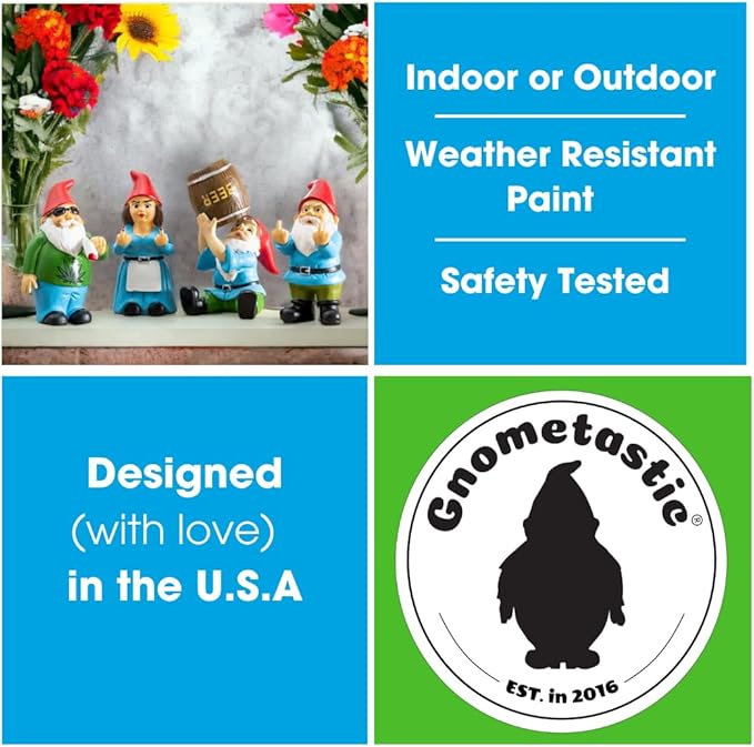 Gnometastic Mini Gnomes - Middle Finger Gnome 3.5in, Double Bird Gnome - Naughty Garden Gnome for Fairy Garden, Funny Garden Gnomes Outdoor Decoration for Yard Patio Lawn Ornament and Home Decor