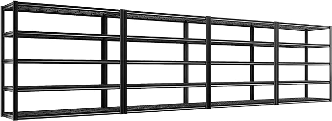 REIBII 48.2''W Garage Shelving Heavy Duty Metal Shelving 3000LBS Storage Shelves Adjustable Metal Shelves Industrial Garage Shelf for Warehouse Basement, 4 Pack