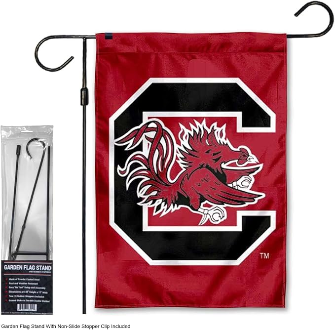 College Flags & Banners Co. South Carolina Gamecocks Garden Banner Flag with Stand Pole Holder