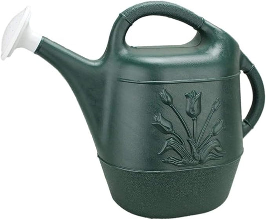 PMU 2 Gallon Watering Can - Garden Watering Can for Indoor & Outdoor Plants - Plastic Water Can with Detachable Sprinkler Head - Large Water Pot, Made in USA - Hunter Green Pkg/1