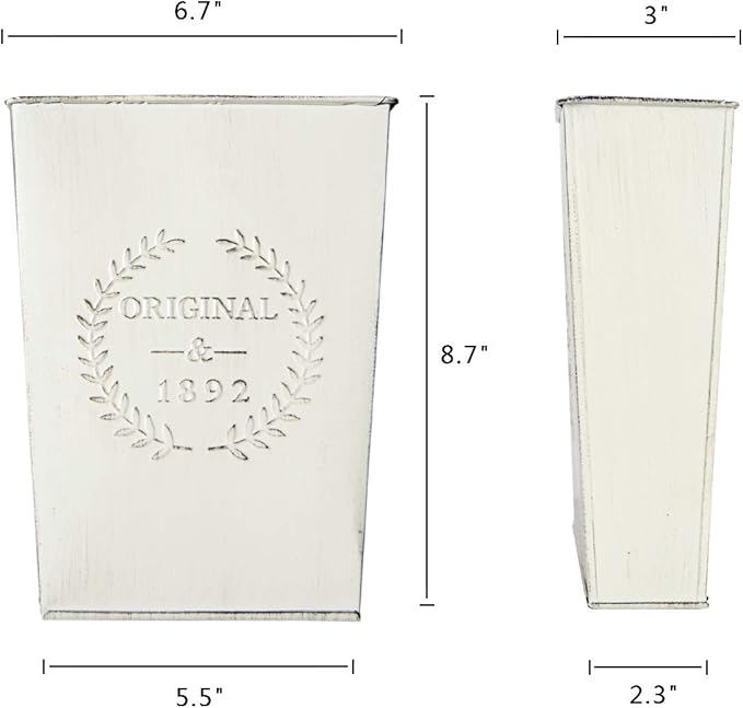 LESEN Set of 2 Farmhouse Metal Wall Planter,Rustic Wall Decor Country Hanging Wall Vase Box for Plants Flower Home Decoration