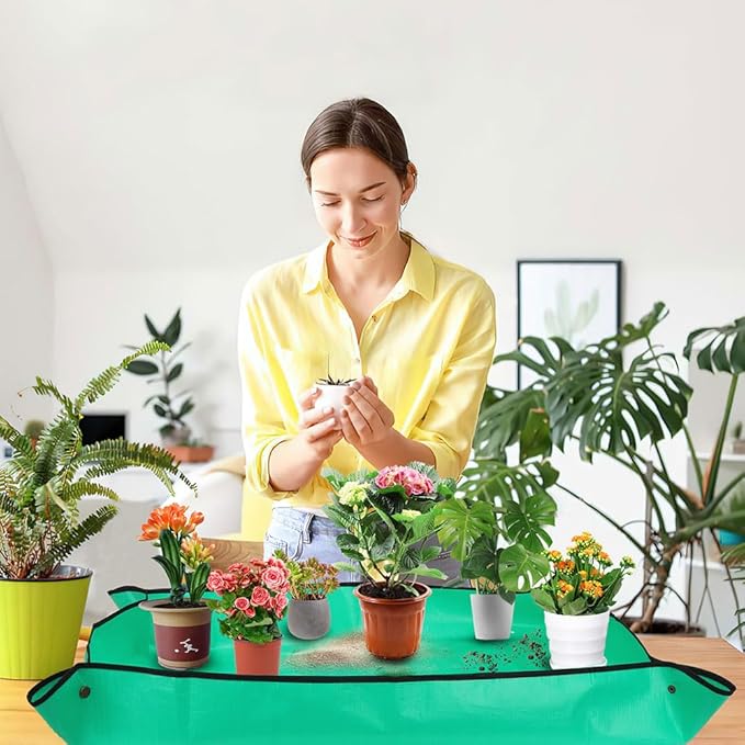 Repotting Mat,Plant Accessories Indoor,Garden Tool Set,Gardening Supplies,Gardening Tools,Indoor Gardening System,Garden Supplies,Gardening Hand Tools,Gifts for Gardeners Woman(Green 39.37*39.37 in)
