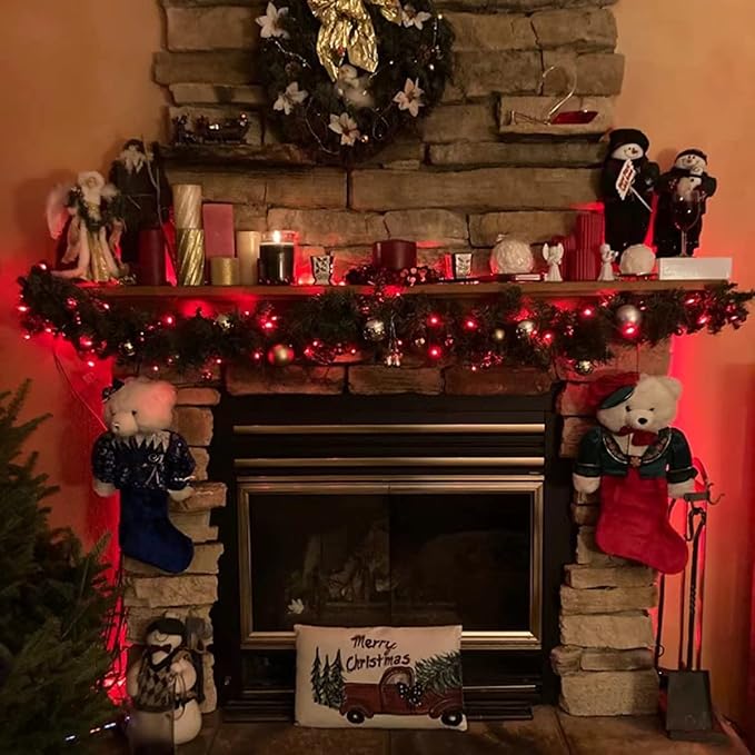 YEGUO 4 Pack Red Solar Fairy Lights Outdoor Waterproof, Each 33ft 100 LED String Light, 8 Modes Silver Wire