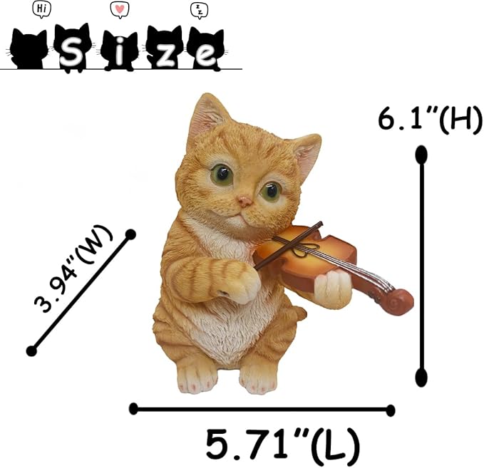 Orange Tabby Cat Garden Statue Decor, Resin Cute Sculptures Gift for Cat Lovers, Pet Memorial Stones for Loss of Pet, Kitty Figurine Art Decoration for Bedroom